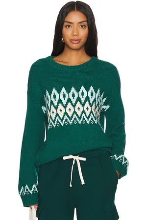 MONROW Wool Fair Isle Crew Neck Sweater