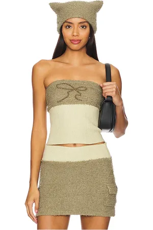 Zemeta Ribbon Stud Fuzzy Tube Top