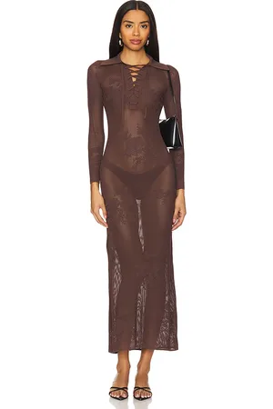 FLEUR DU MAL Lace Pointelle Maxi Dress