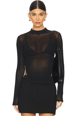 FLEUR DU MAL Knit Mesh Long Sleeve Top