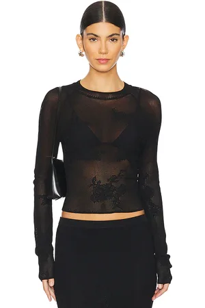 FLEUR DU MAL Lace Pointelle Long Sleeve Top