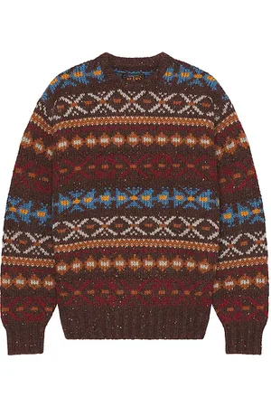 Beams Crew Fair Isle Pattern 3g Sweater