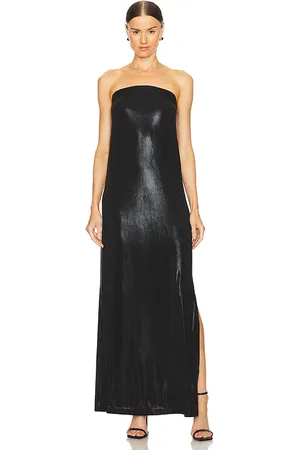 Norma Kamali Strapless Tailored Side Slit Gown