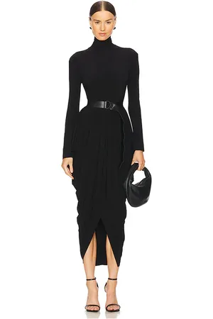 Norma Kamali Long Sleeve Turtleneck Waterfall Dress