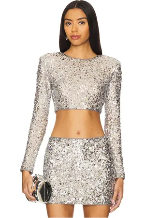 Lovers And Friends Crystal Sequin Cropped Top