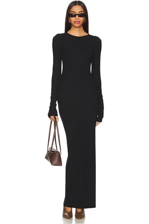 ÉTERNE Long Sleeve Crewneck Maxi Dress