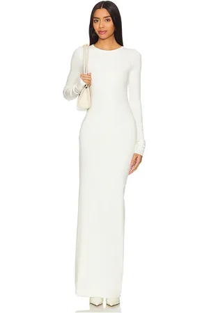 ÉTERNE Long Sleeve Crewneck Maxi Dress