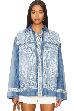 Free People X We The Free Lace Embroidered Denim Shirt