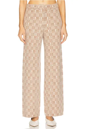 NAADAM Luxe Plaid Jacquard Wide Leg Trouser