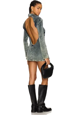 Masha Popova Twisted Front Open Back Plush Dress