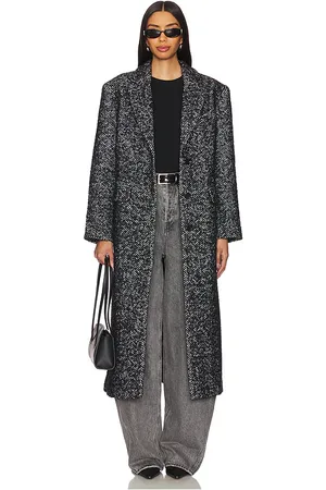 ANINE BING Quinn Coat Black and White Tweed