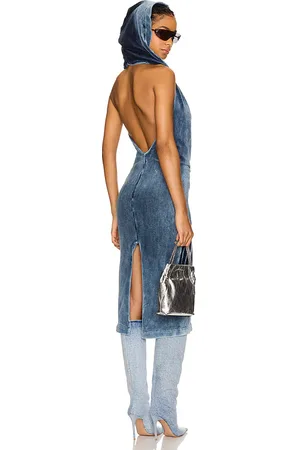 Masha Popova Open Back Cowl Neck Hoodie Dress