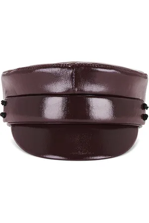 Ruslan Baginskiy Faux Leather Belted Baker Boy Cap