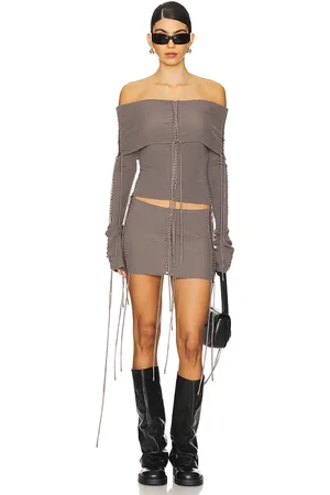 Jaded London Extreme Fold Over Lace Up Knit Top