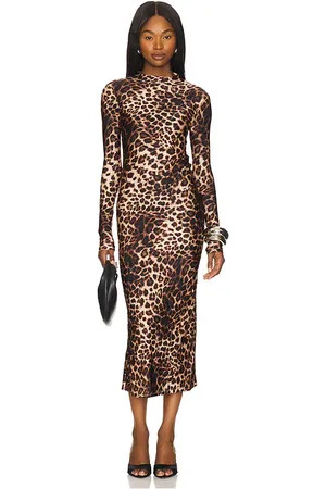 GOOD AMERICAN Satin Shine Funnel Neck Midi Dress