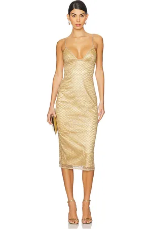 For Love & Lemons Glitter Grid Midi Dress