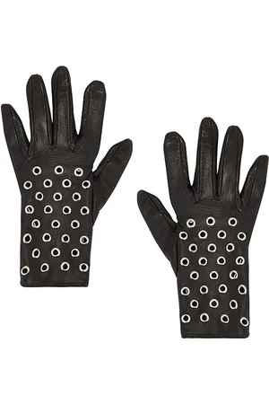 Manokhi Short Leather Gloves With Eyelets