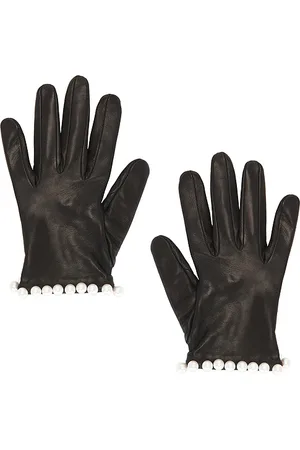 Manokhi Short Leather Gloves With Pearls