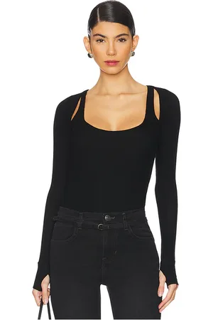 Michael Lauren Stanfield Long Sleeve Fitted Scoop Neck With Cutouts