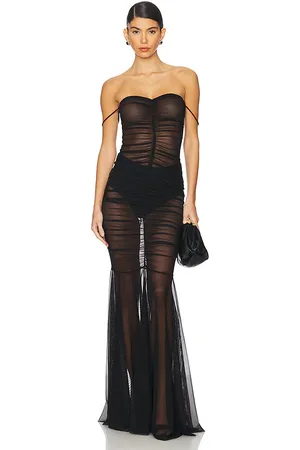 Norma Kamali Strapless Shirred Front Fishtail Gown