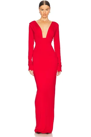 Helsa Jersey Deep V Maxi Dress