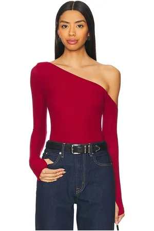 Michael Lauren Magdaleno Asymmetrical Fitted Cold Shoulder Long Sleeve Top
