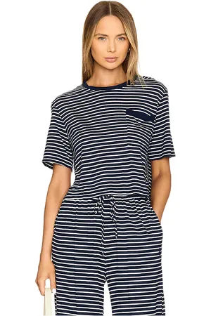 MONROW Stripe Crop Pocket Tee