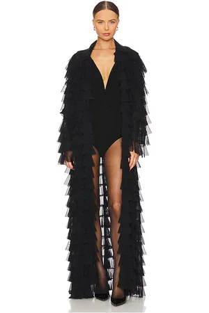 Norma Kamali Oversized All Over Ruffle Coat
