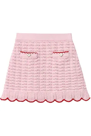 Self-Portrait Kids Textured Knit Heart Detail Skirt