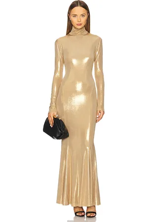 Norma Kamali Long Sleeve Turtleneck Fishtail Gown