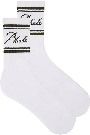 Rhude Striped Script Logo Socks
