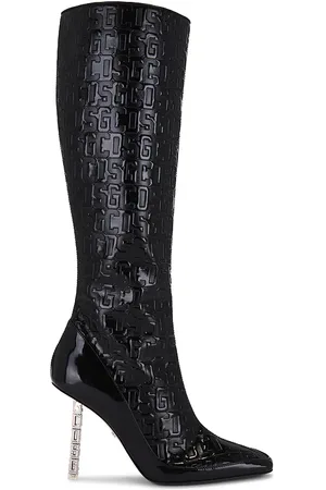 GCDS Patent Monogram Logo Chain Boots