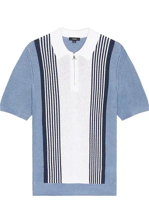 Reiss Berlin Half Zip Stripe Colourblock Textured Polo