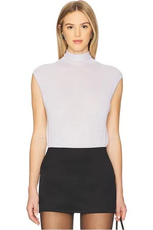 AUTUMN CASHMERE Sleeveless Shimmer Funnel Neck Sweater