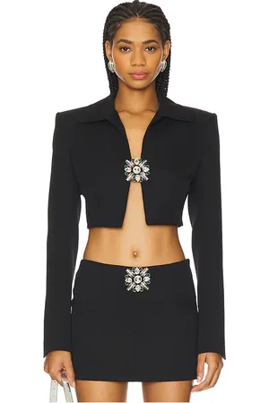 AREA Crystal Brooch Cropped Jacket