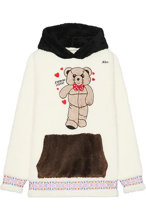 ADVISORY BOARD CRYSTALS Bear Patch Boa Fleece Pullover Hoodie