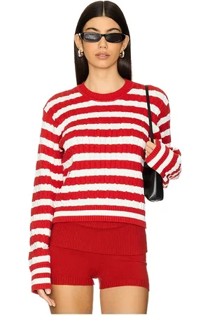 Frankies Bikinis Varsity Cable Knit Sweater