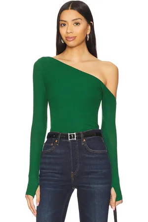 Michael Lauren Magdalino Asymmetrical Fitted Cold Shoulder Long Sleeve Top
