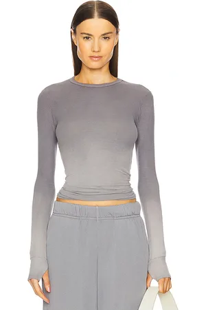 Michael Lauren Alick Long Sleeve Fitted Top With Thumholes