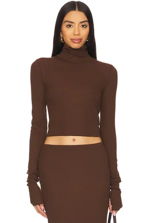ÉTERNE Cropped Fitted Turtleneck Top