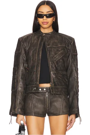 h:ours Lavinia Leather Racer Jacket