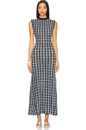 Escvdo Pacifico Maxi Dress Navy Baby Blue & Ivory