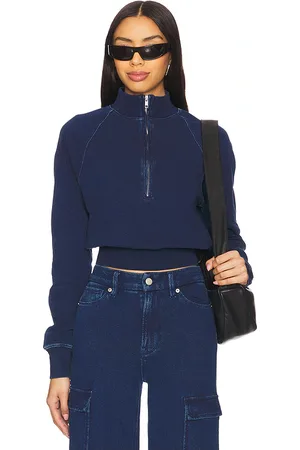 GOOD AMERICAN Jeanius Mock Zip Pullover