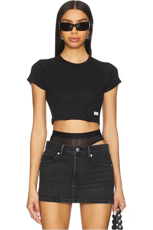 Alexander Wang Hotfix Cropped Short Sleeve Crewneck Tee