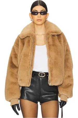 GOOD AMERICAN Faux Fur Collared Coat