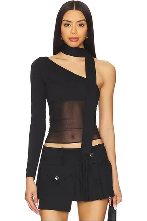 Nii hai Asymmetric Neck Tie Top