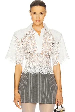 Helsa The Lace Shirt With Shoulder Pad