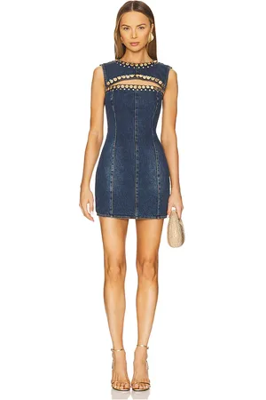 AREA Crystal Cut Out Mini Dress