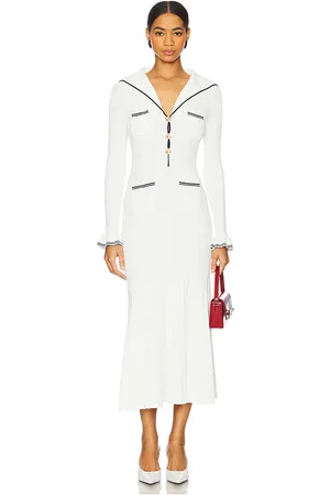 Self-Portrait Viscose Rib Knit Midi Dress