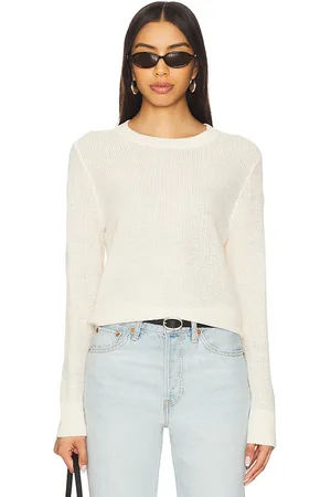 ENZA COSTA Linen Open Knit Crewneck Sweater
